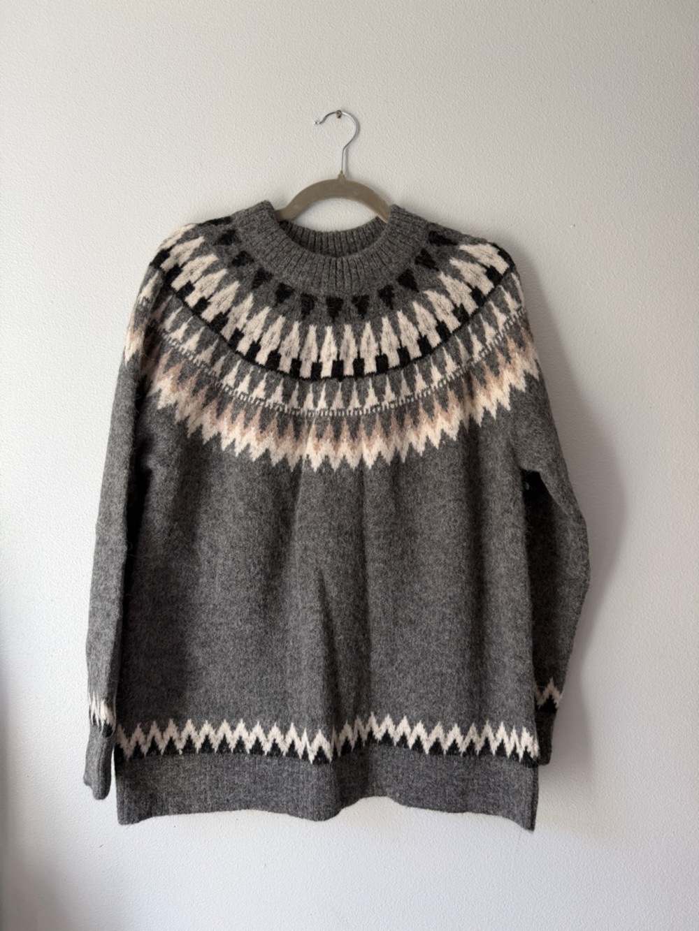Pendleton Grey Ribbed Wool Crewneck Sweater